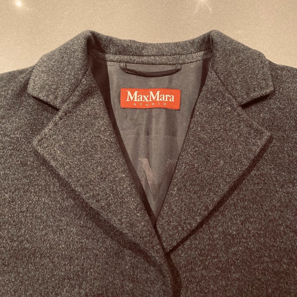 Max Mara 100% wool dark grey coat Size 10